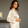 CHINEE High end Luxury Women Satin Silk Breathable Anti Bacterial Eco Friendly Pajamas Bridal Night Wear Set
