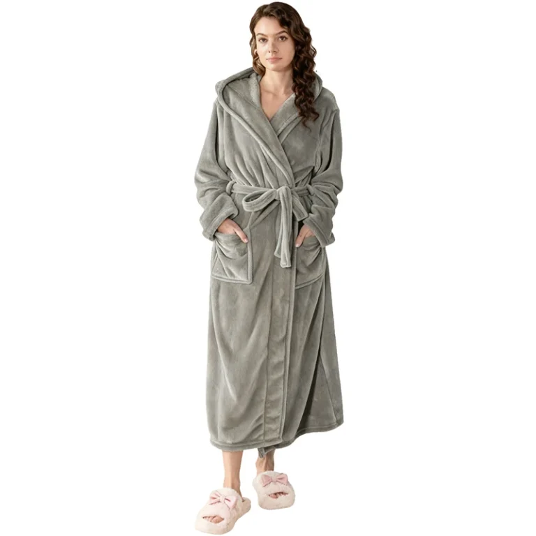 CHINEE-Home-Spa-Hooded-Bathrobes-Full-Length-Lightweight-Plush-Fleece-Robes-with-Adjustable-Sash-Front-Pockets
