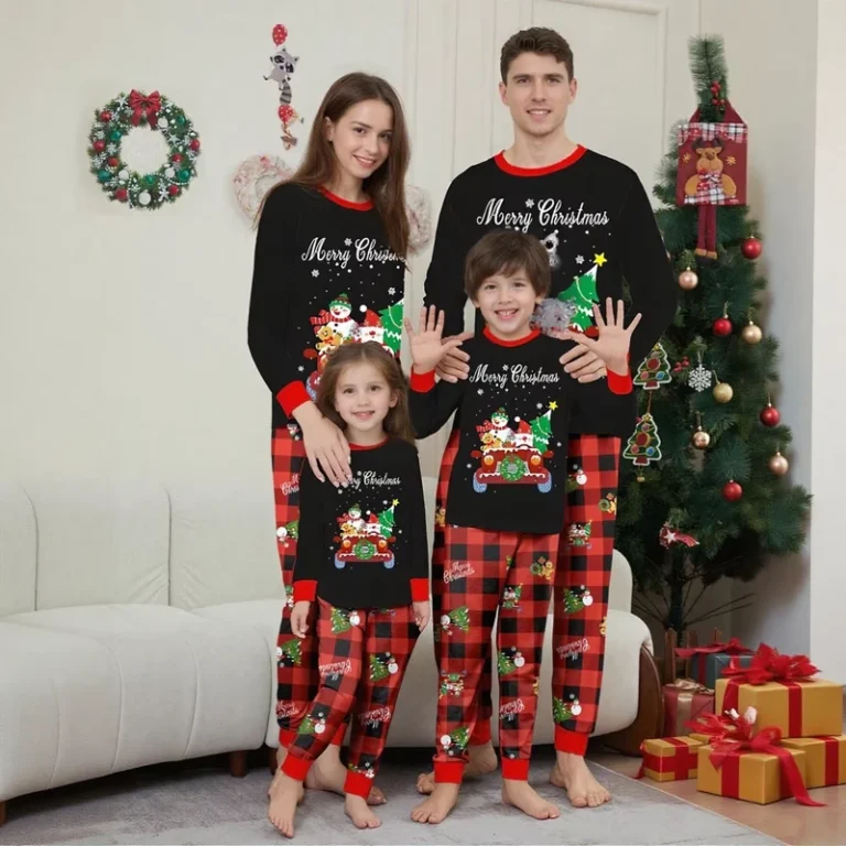 CHINEE-Hongbo-Family-Matching-Outfits-Green-Christmas-Pajamas-Plaid-Flannel-Father-and-Son-Mum-and-Daughter-Matching-Clothes