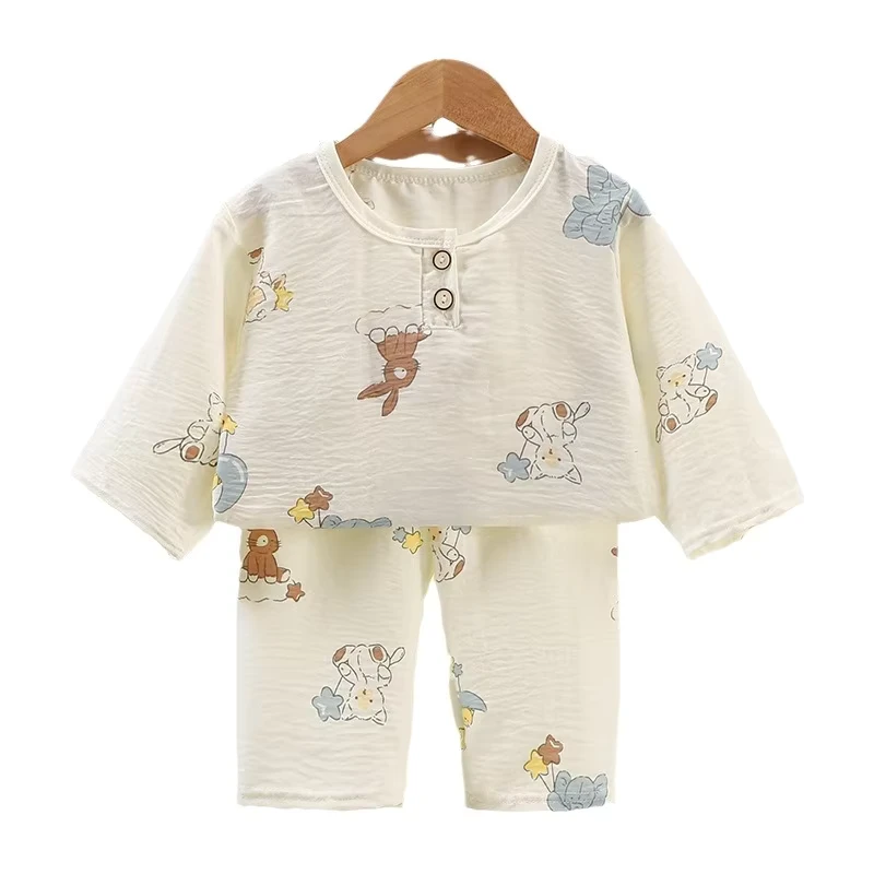 CHINEE Hot Baby Spring and Autumn Long Sleeve Pajamas Set Cartoon Baby Sleepwear Set Baby Warm Knitted Clothes Set for Kids