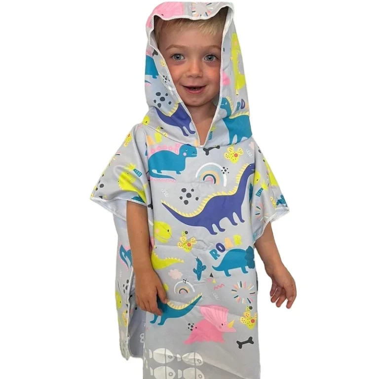 CHINEE Hot Selling Beautiful Pattern Multi Use Kids Beach Robe Waffle Soft Quick Dry Baby Bath Hooded Poncho Towel