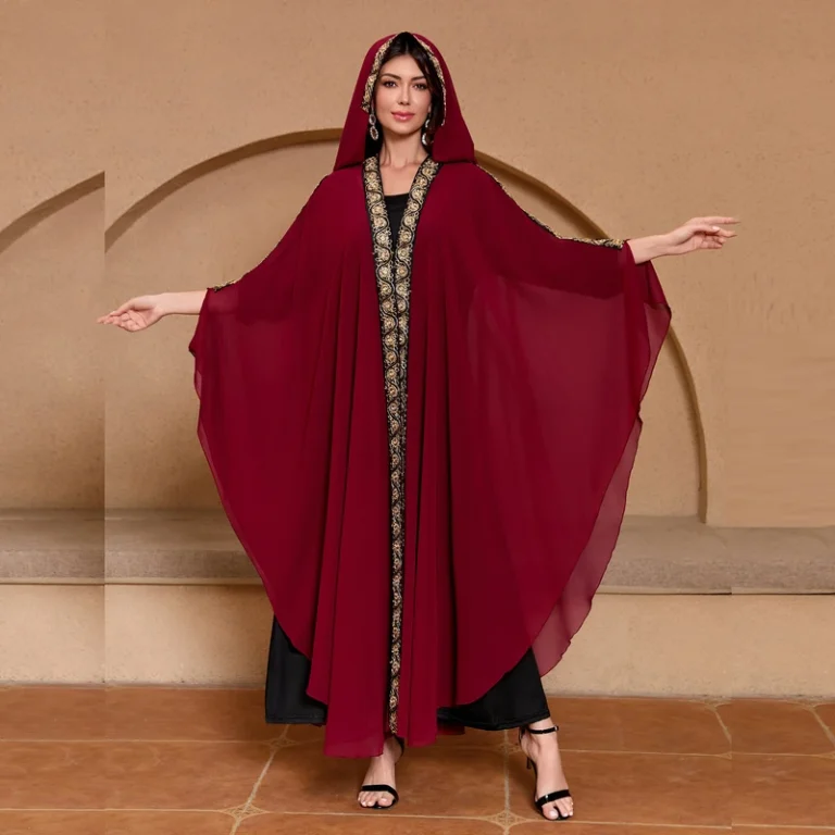 CHINEE Hot Selling High Quality Adult Women's Rhinestone Pearl Middle East Arabic Muslim Shawl Hooded Robe Cloak Dress for Women