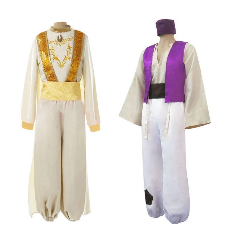 CHINEE Hot Selling Movie Divine Light Men Arabian Prince Aladdin Costume Suit Street Rat Cosplay Outfits For Adult