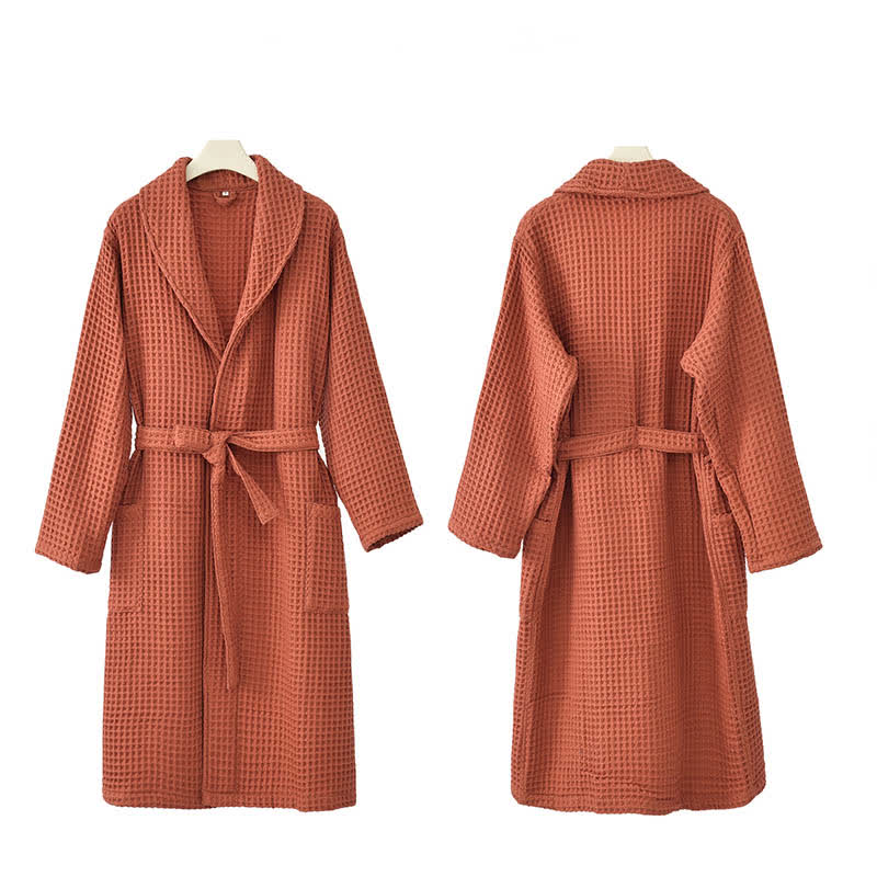 CHINEE Hotel Cotton Waffle Bathrobe with Custom Logo Thickened Super Absorbent Spa Robe Luxury Unisex Sleep Robe