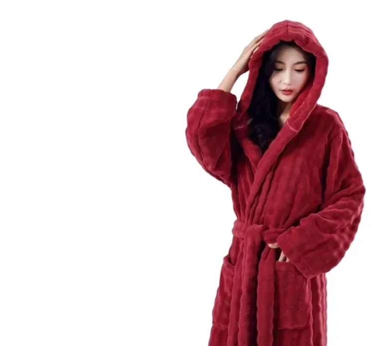 CHINEE-Hotel-Spa-Resort-Coral-Fleece-Bath-Robe-Warm-Soft-Pocket-Washable-Modern-Unisex-Plain-Dyed-Model-BZR004