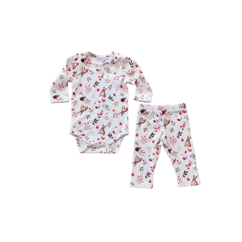 CHINEE INS Style Baby Boys Girls Floral Jumpsuit Infant Cute Printed Brushed Cotton Pullover Autumn Winter Home Pajamas Romper Set