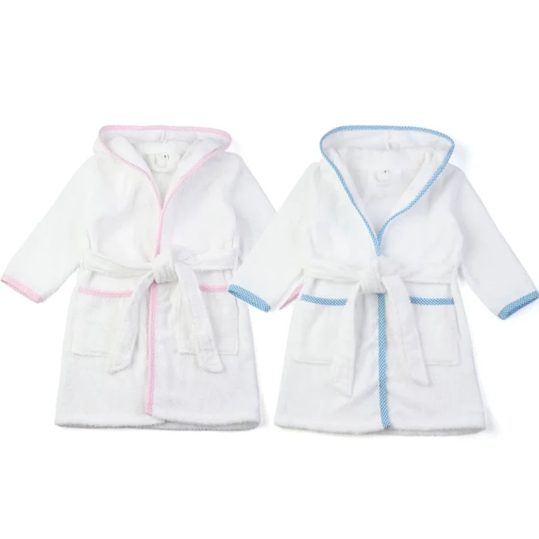 CHINEE In Stock Personalized White Terry Toweling Baby Bath Robe with Belt for Kids Boys and Girls Hooded Bath Robe Set