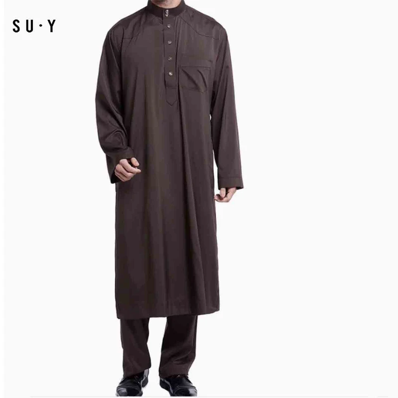 CHINEE Indian & Pakistani Clothing Men's Robes Arab Middle East Dubai Men's Solid Color Robe Set