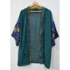 CHINEE Indian Silk Kimono Short Robe Handmade Printed Nightwear Gown Womens Loungewear Bathrobe