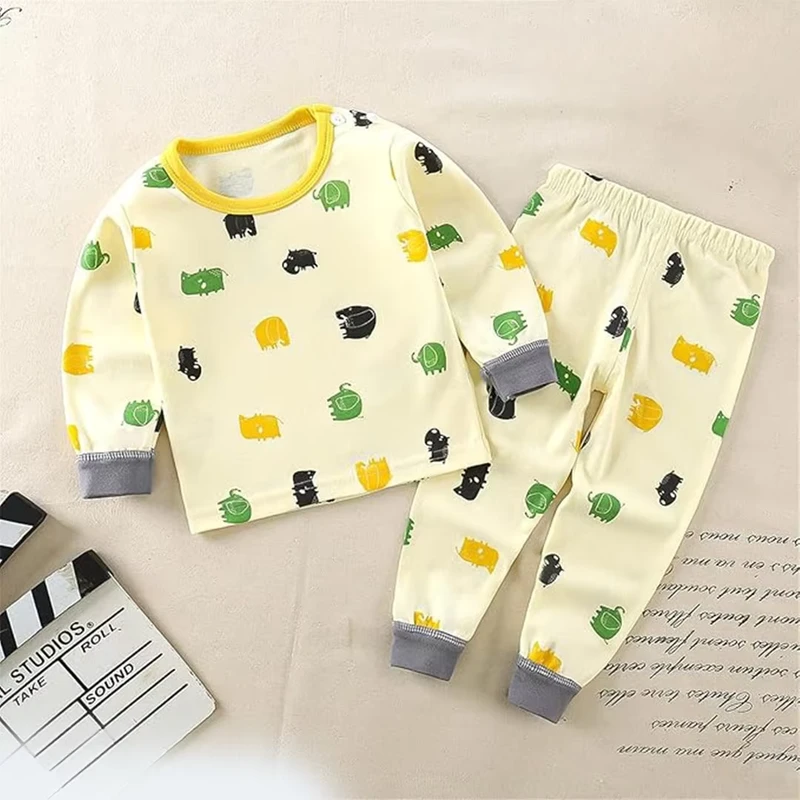 CHINEE Infant Pajamas Soft 100% Cotton Casual Long Sleeve Sleepwear Breathable Quick Dry Anti Bacterial for Babies Boys and Girls