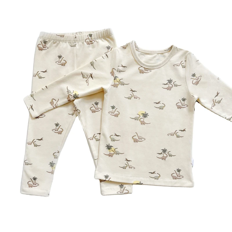 CHINEE Ins Spring Autumn Toddler Boys Girls Sleepwear Floral Printed O Neck Casual Soft Loose Cotton Long Sleeve Pajama Sets for Girls