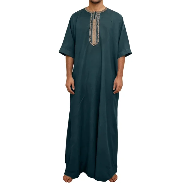 CHINEE-Islamic-Breathable-Cotton-Quick-Dry-Anti-Pilling-Ankle-Length-Robe-Men-Long-Sleeved-Arabian-Loose-Jubba-Embroidered-Stand-Up