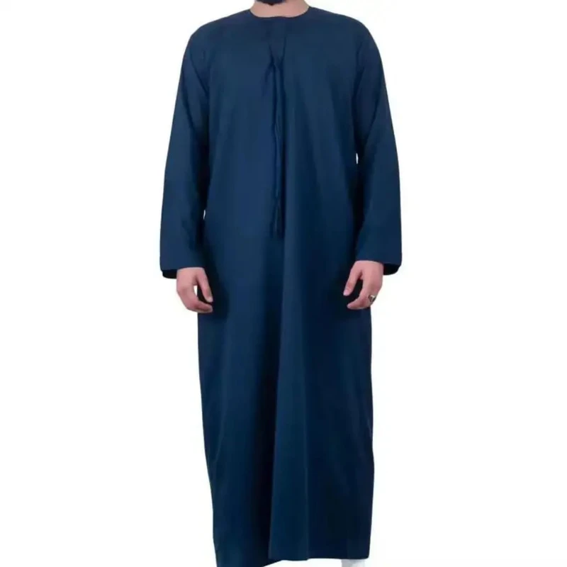 CHINEE Islamic Men's Long Robe Saudi Arabic Ethnic Caftan Stand Collar Long Sleeve Muslim Thobe Casual Anti Wrinkle Breathable Four Way