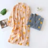 CHINEE Japanese kimono dressing gown spring and autumn ladies cotton crepe cloth thin summer bathrobe home service sleepwear bath robe