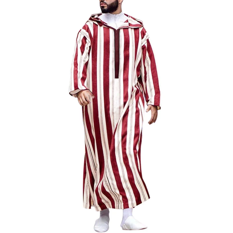 CHINEE Jubbah Islamic Clothing Long Sleeve Arab Men Full Length Thobe High Quality Kuwait Style Ramadan Cotton Breathable