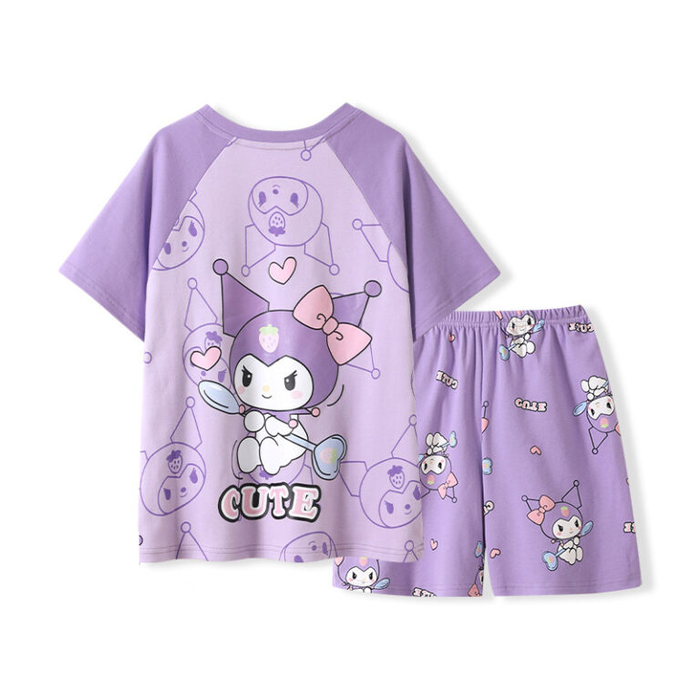 CHINEE-Kawaii-Anime-Sanrios-Mymelody-Cinnamoroll-Kuromi-Childrens-Pajamas-Summer-Cotton-Cartoon-Short-sleeved-Homewear-Set-Gift