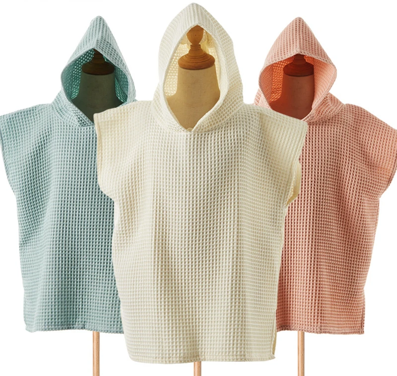 CHINEE Kids 100% Cotton Hooded Poncho Towel Quick Dry Bathrobe with Hood Baby Swimming & Beach Cape Newborn Bath Towel