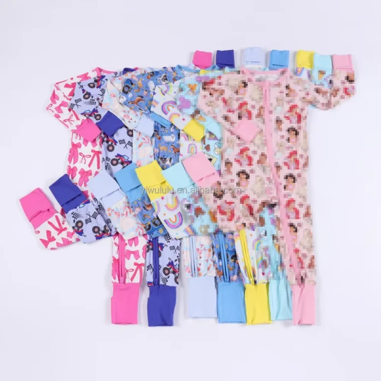 CHINEE-Kids-220-240-260-GSM-Bamboo-Jumpsuit-Girl-Pajamas-Newborn-Baby-Girl-Sleeper-Toddler-Bodysuits-Double-Zipper-Romper-1