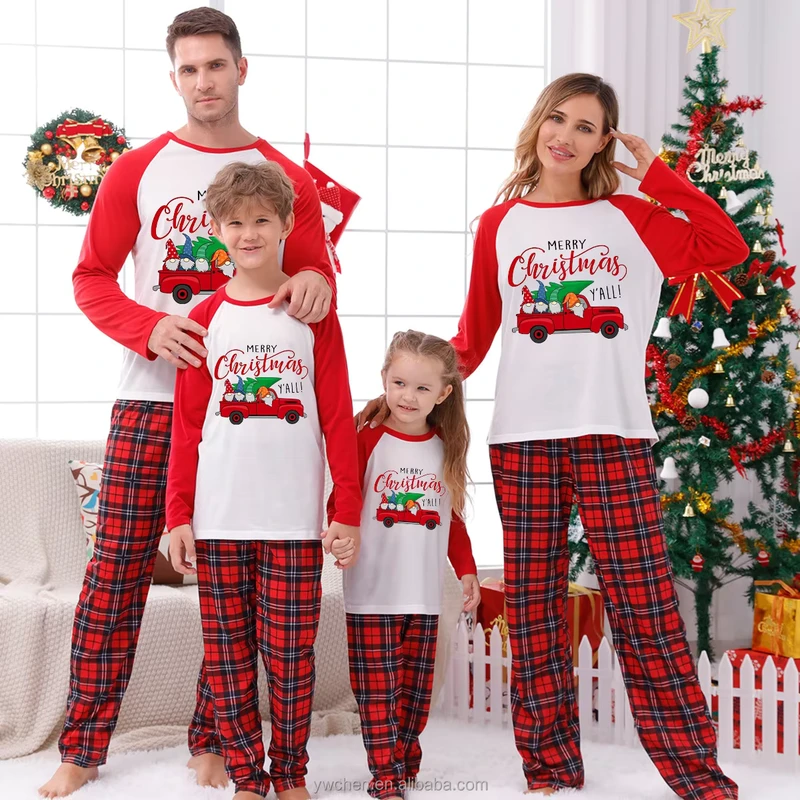 CHINEE Kids Christmas Pajamas Matching Family Pajamas Red Gride Christmas Pajamas Family