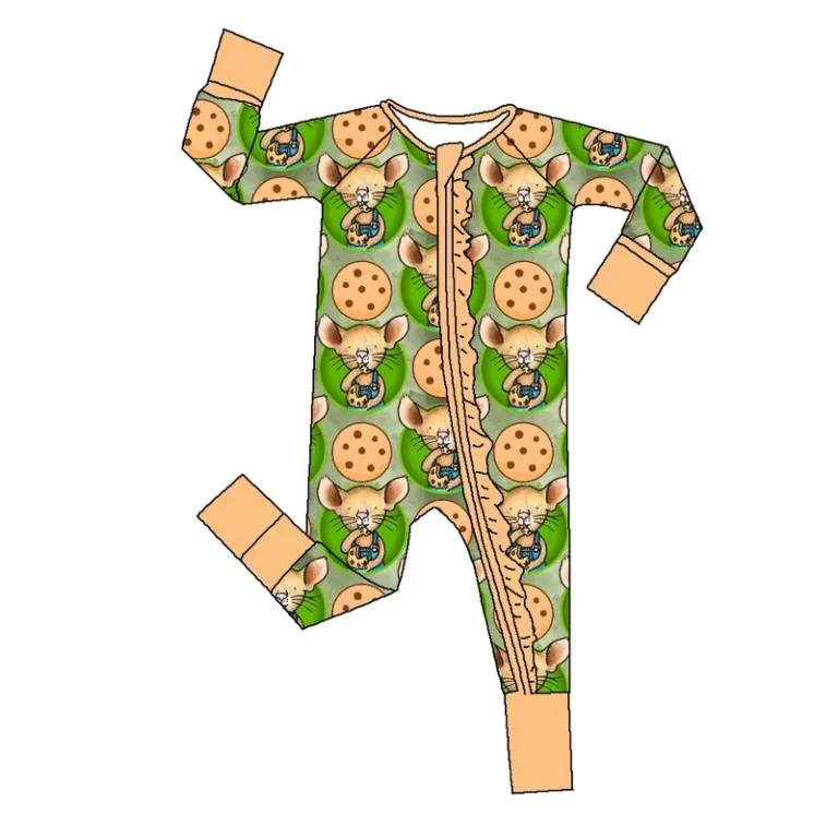 CHINEE-Kids-Clothing-Custom-Girl-Bamboo-Ruffle-Pyjamas-Colorful-Print-Newborn-Baby-Girl-Zippy-Two-Ways-One-Pc-Pjs-Bamboo