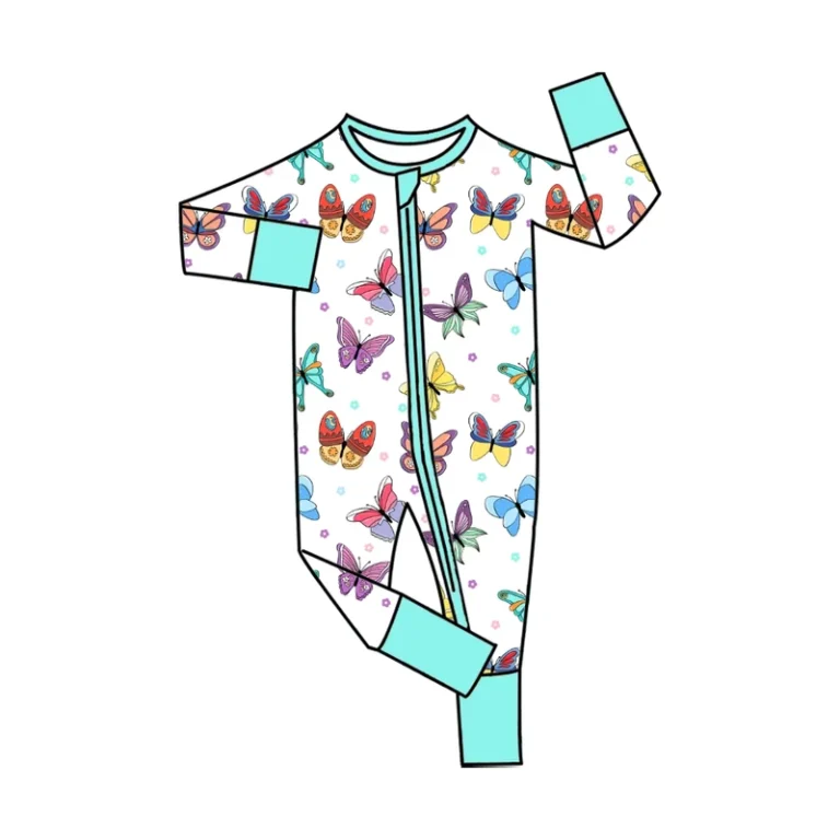 CHINEE-Kids-Clothing-Custom-Unisex-Bamboo-Butterfly-Pyjamas-Colorful-Print-Newborn-Baby-Zippy-Two-Way-Zipper-Casual-Rompers