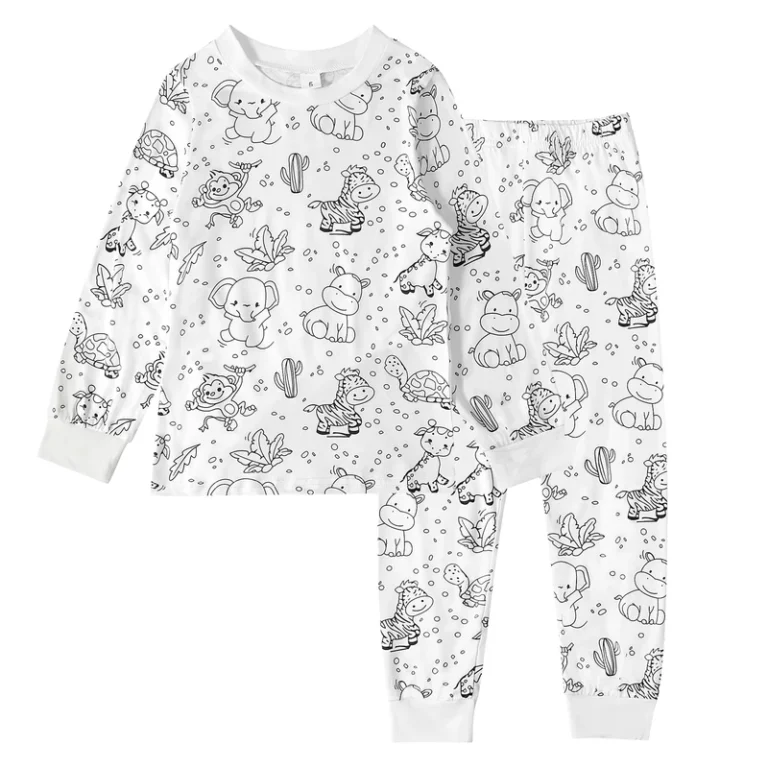 CHINEE-Kids-DIY-Polyester-Fiber-Pajamas-Coloring-Sleepwears-Kids-Custom-Painting-Toddlers-Knit-Pajamas-Girls-Pajamas-Sets