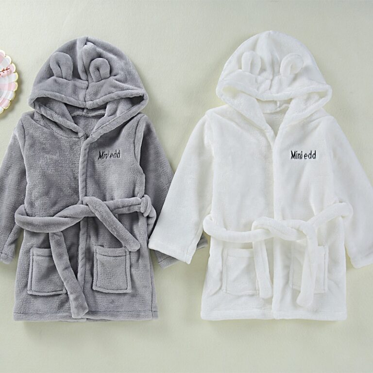 CHINEE-Kids-Fleece-Hooded-Bathrobe-Cute-Rabbit-Animal-Robe-for-Boys-Girls