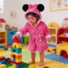 CHINEE Kids Girls Pink Plush Bathrobe Children Winter Nightgown Long Sleeve Pajamas Kids Flannel Fancy Robe Hooded Bathrobe
