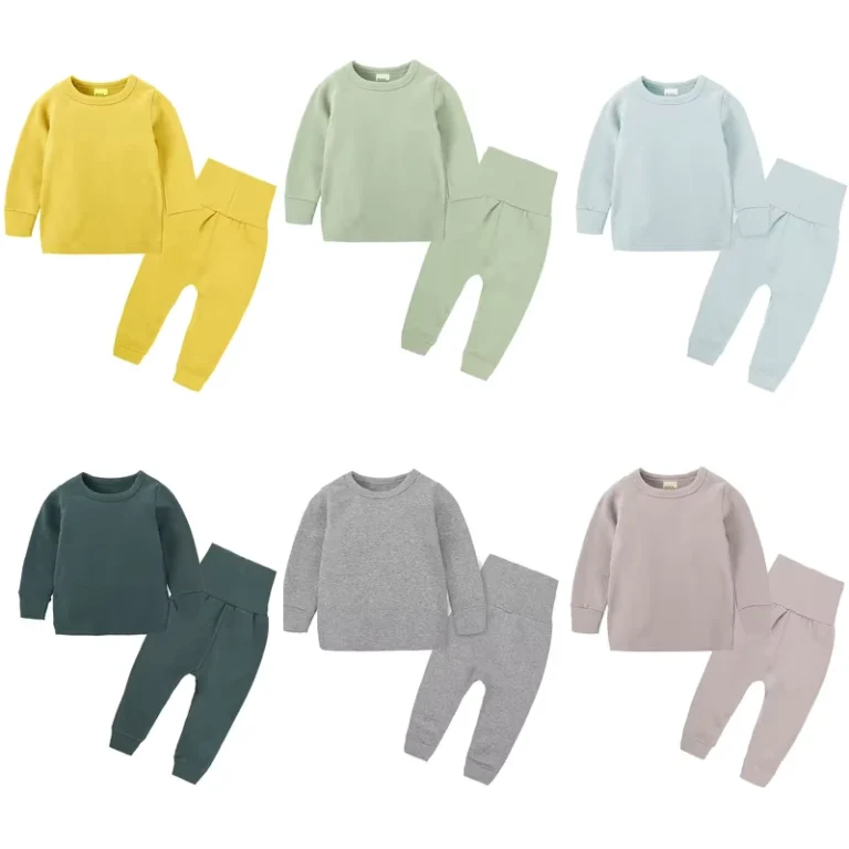 CHINEE-Kids-Pajamas-Solid-Solor-Baby-Home-Clothes-Autumn-and-Winter-Personalized-Kids-Pajamas