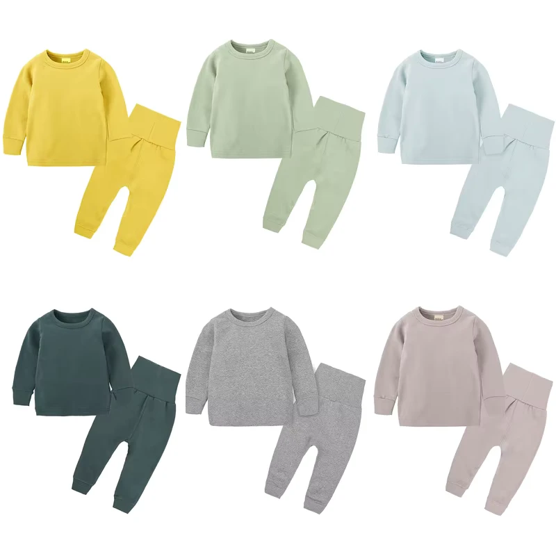 CHINEE Kids Pajamas Solid Solor Baby Home Clothes Autumn and Winter Personalized Kids Pajamas
