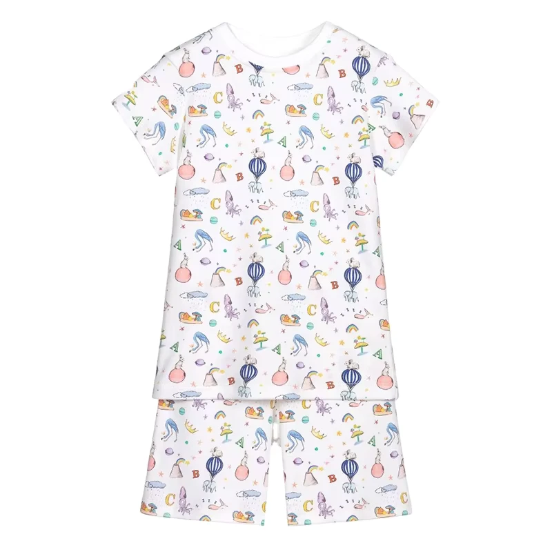 CHINEE Kids Short Pyjama Sets 2pk Night Suit for Baby Pyjamas Kids Summer Cotton Organic Cotton Toddler Sleeping Lounge Baby Clothes