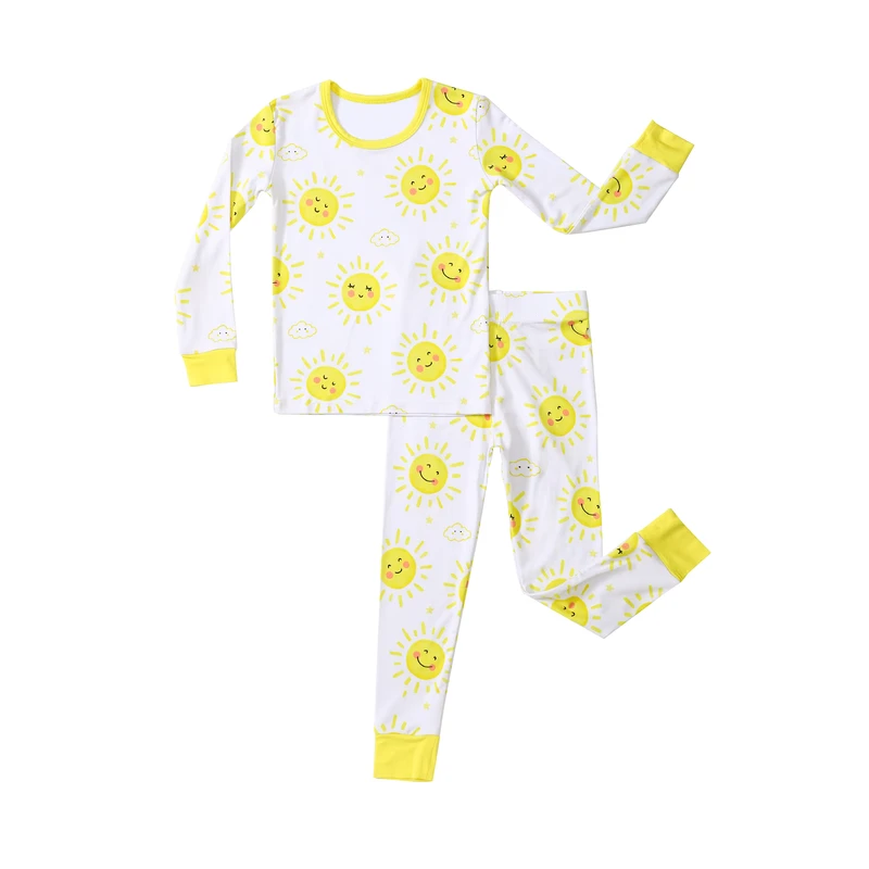 Kids Soft Bamboo Pajama Sets Breathable Long Sleeve Newborn Pjs Sleepwear 2pcs Children Printing Pyjama