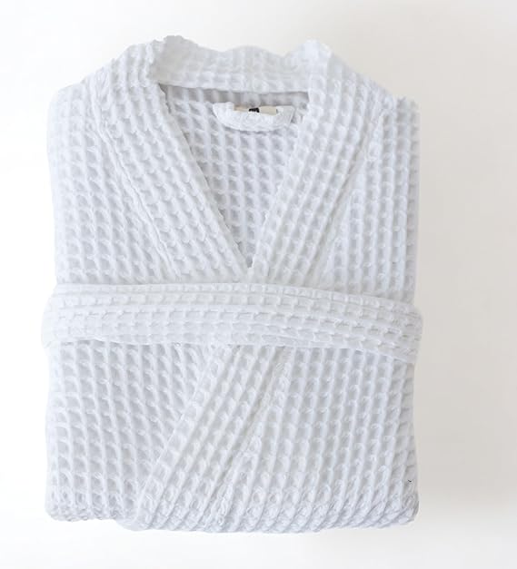 CHINEE Kimono Waffle Robe Lightweight 100% Cotton Spa Robe Summer Autumn All Day Lounging Breathable Quick Dry
