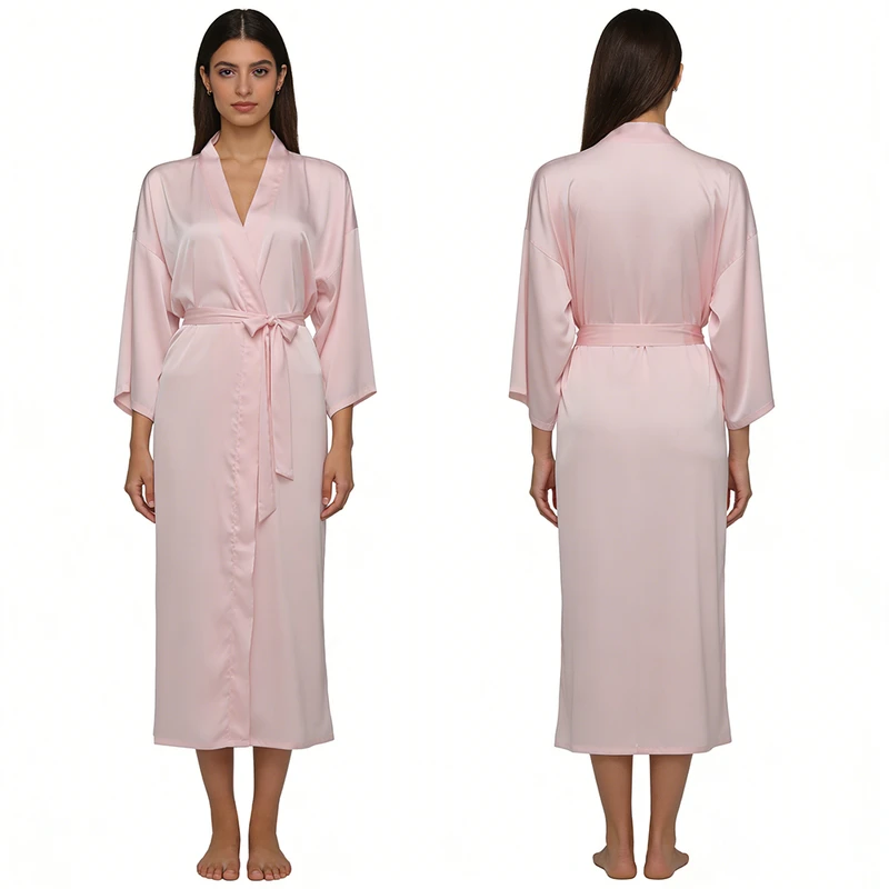 CHINEE Kimono Women Chiffon Robe Many Colors Full Length Bridal Robe Imitation Silk Elegant
