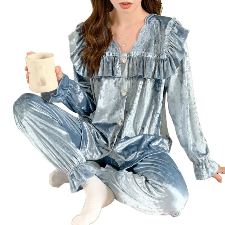 CHINEE-Knitted-Flannel-Womens-Nightgown-Pyjamas-Sleepwear-Elastic-Waist-Sexy-Fashion-Long-Sleeve-Quick-Dry-380g-Autumn
