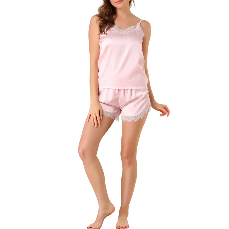 CHINEE Lace Cami Shorts Sleepwear Camisole Satin Pajamas Women ODM Casual Breathable Quick Dry Winter Spring Summer Autumn
