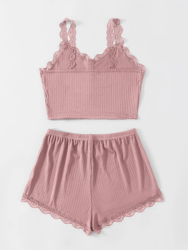 CHINEE Lace Camisole Shorts Women's Slim Fit Pajama Set Soft and Breathable Home Set