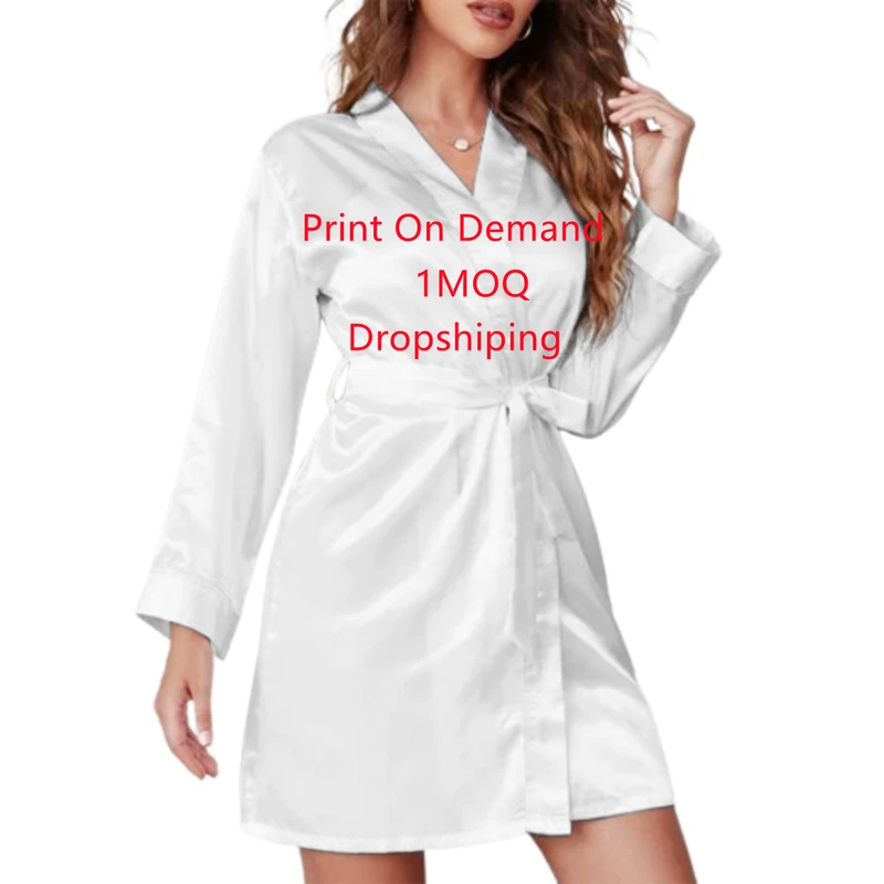 CHINEE Ladies Nightgowns Long Sleeve Sexy Sleepwear Printing Comfortable Nightgown Print On Demand Bathrobes