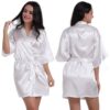 CHINEE Ladies Stretch Satin Kimono Sexy Short Cardigan Robe Loose Soft Bathrobe