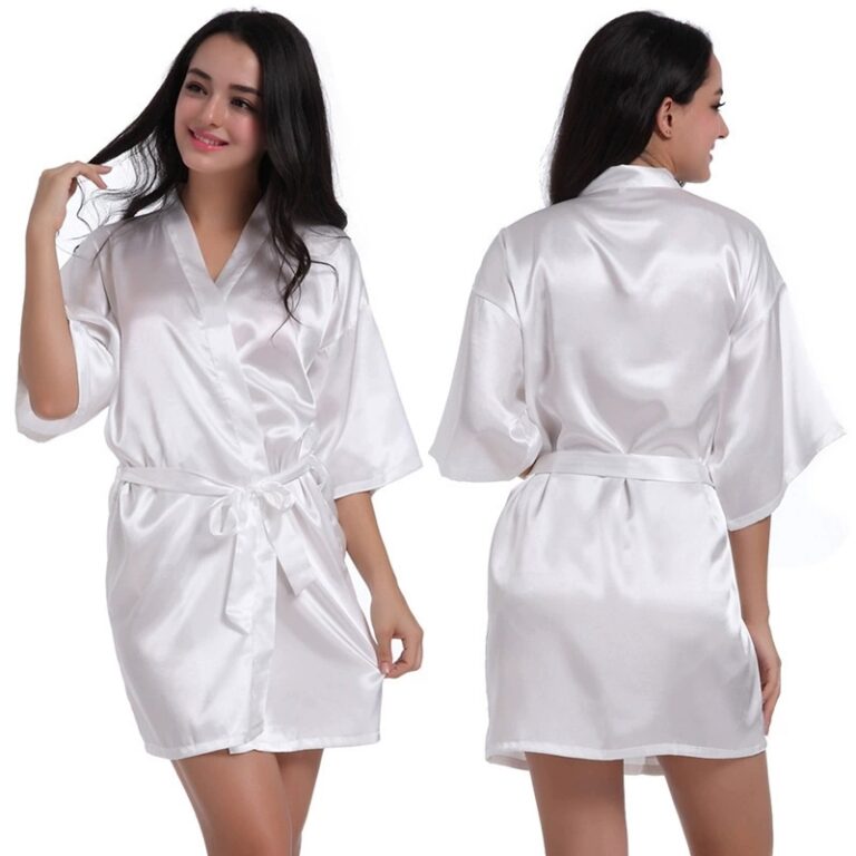 CHINEE Ladies Stretch Satin Kimono Sexy Short Cardigan Robe Loose Soft Bathrobe