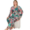 CHINEE Large Size Women's Casual Pajama Set Turkish Knitted Viscose Fabric Soft Simple Design Plus Size Nightwear Sleepwear