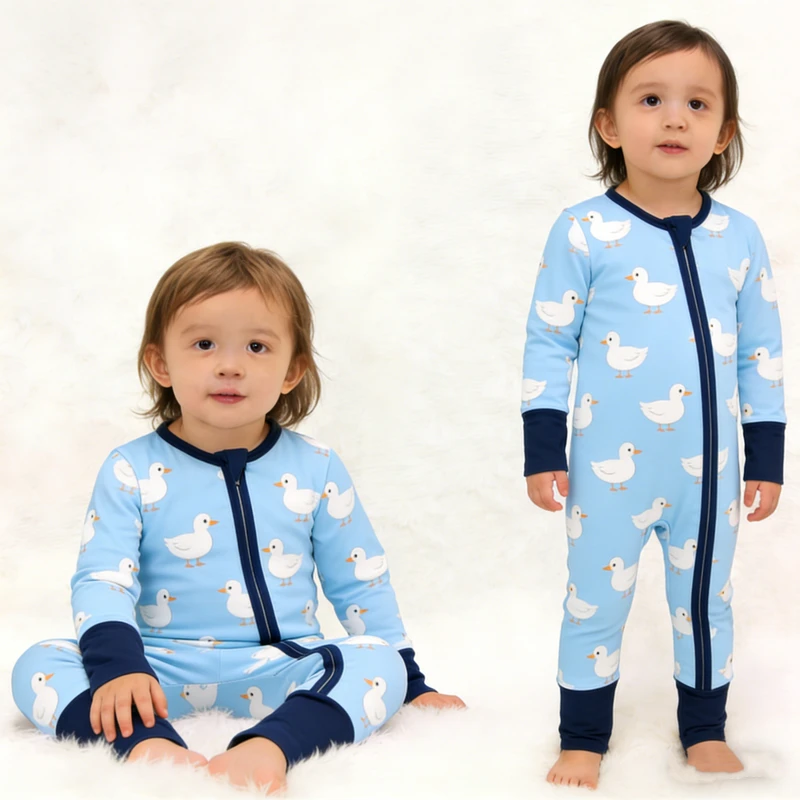 CHINEE Latest Design Toddlers Bamboo Rompers Children's Pajamas OEM ODM Cloth for Toddlers Infant Baby Sleepwear with Zipper