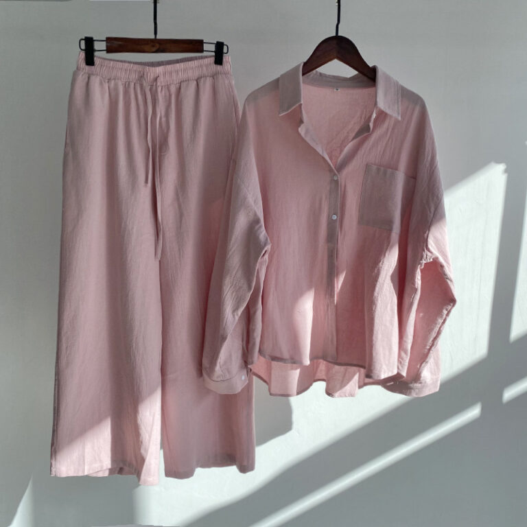 CHINEE Latest High Quality Breathable Longewear Cotton and Linen Loungewear Women Sets