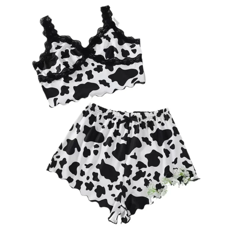 CHINEE-Leopard-Print-Camisole-Top-Milk-Silk-Lace-Shorts-Elastic-Waist-Homewear-Pajama-Set-Womens-Clothing