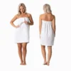 CHINEE Lightweight 100% Cotton Terry Knee Length Waffle Robes For Women Spa Bath Beauty Body Wrap