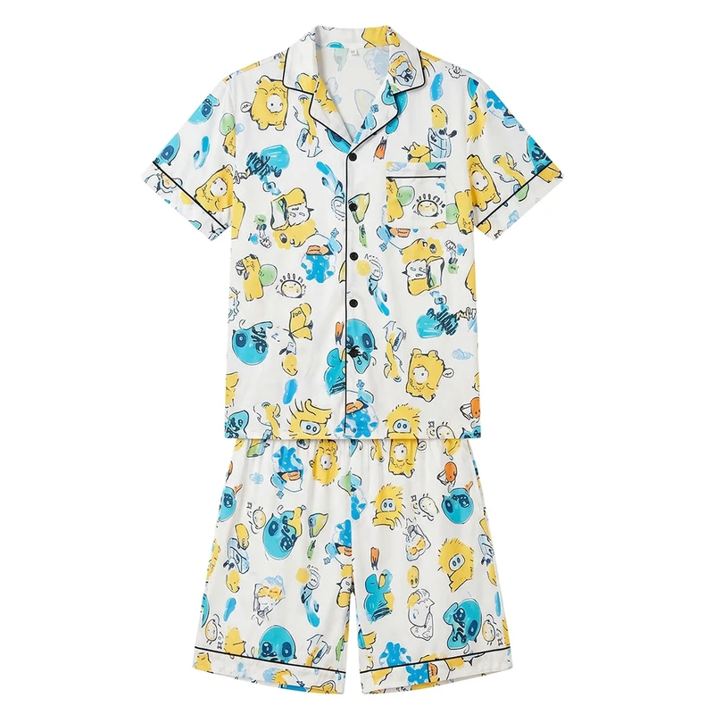 CHINEE Lightweight Women Sleepwear 2 Pieces Set Breathable Unique Women Pajamas