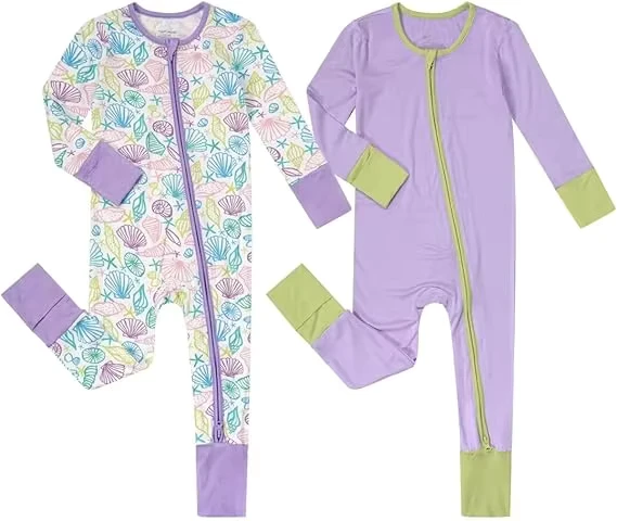 CHINEE Little Baby Boys and Girls Bamboo Fiber Pajamas Premature Newborn Two Way YKK Zipper Rompers Animal Print Autumn Casual Wear