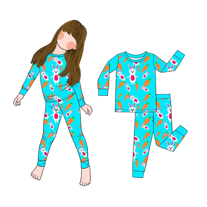 CHINEE Little Glow Kid Custom Set 2 Piece Soft Long Sleeve Sleepwear for Soft Comfortable Breathable Kids Pajama Night Wear
