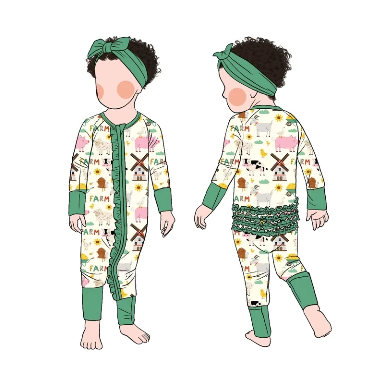 CHINEE-Little-Glow-Kids-Cute-Pattern-Printed-Bamboo-Girls-Butt-Ruffle-Romper-Pajamas-for-Kids-and-Baby-Children