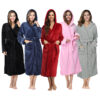 CHINEE Local Stock Plush Oversize Winter Soft Warm Long Flannel Quality Bathrobe with Hooded Women Thick Night Fleece Bath Robes